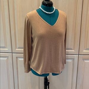 CHICOS TAN V-NECK SWEATER